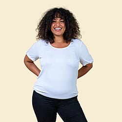 TAMSY Viscose Stylish Tee for Womens Top (Size 10) - White