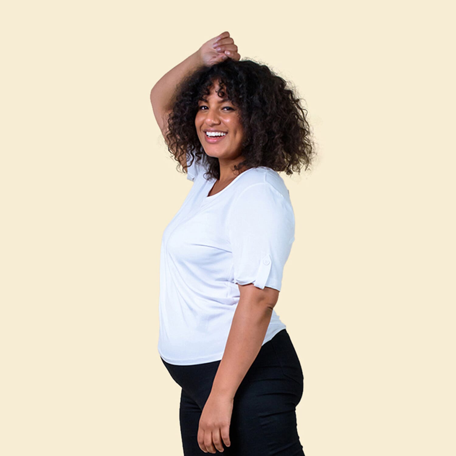 TAMSY Viscose Stylish Tee for Womens Top (Size 10) - White