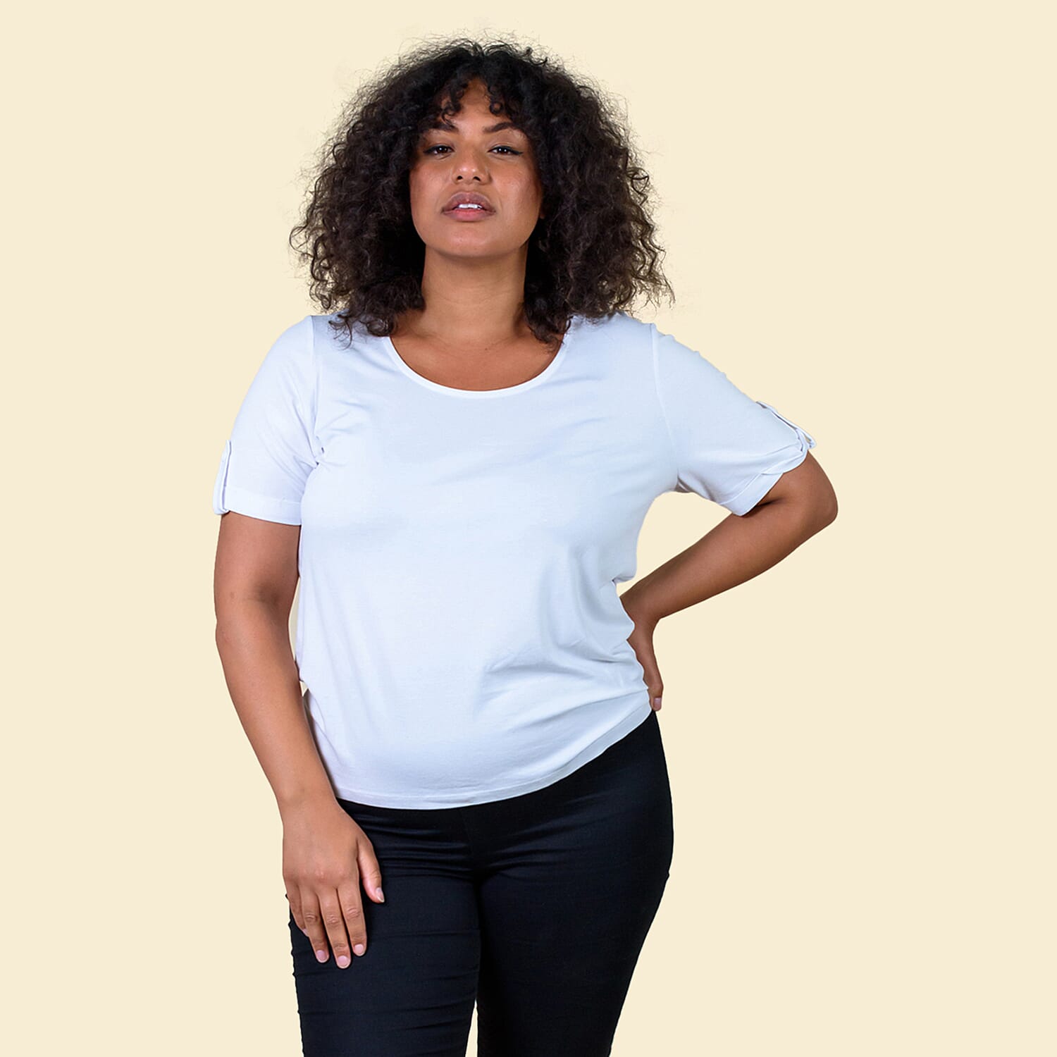 TAMSY Viscose Stylish Tee for Womens Top (Size 10) - White