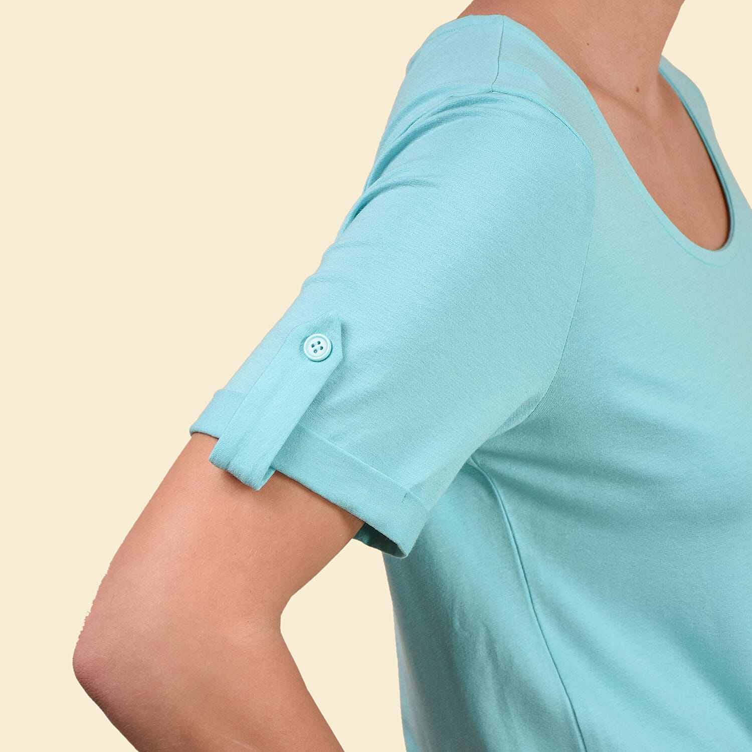 TAMSY Round Neck Plain Top (Size 10) - Mint