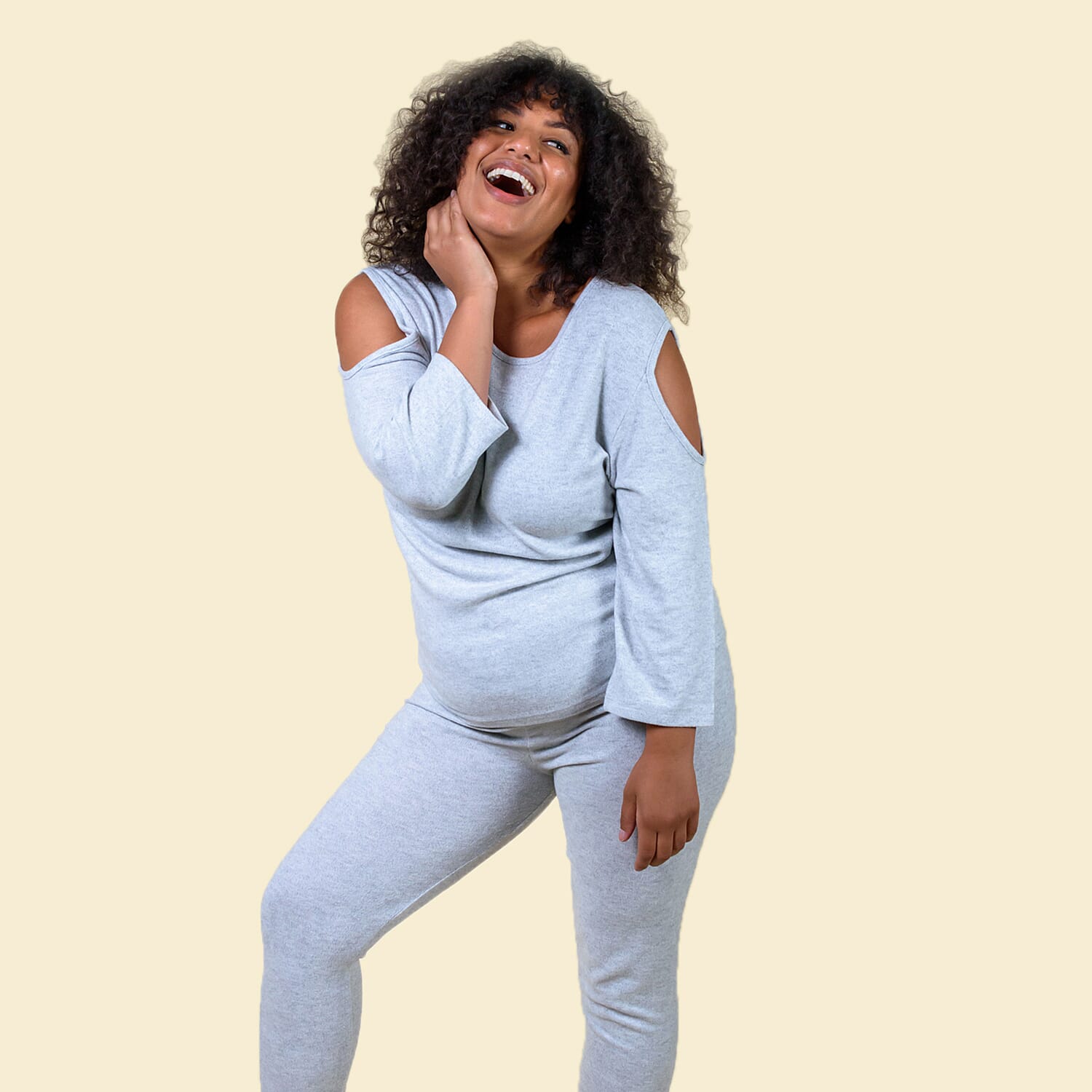 TAMSY Womens Marl Trouser (Size - 12) - Light Grey