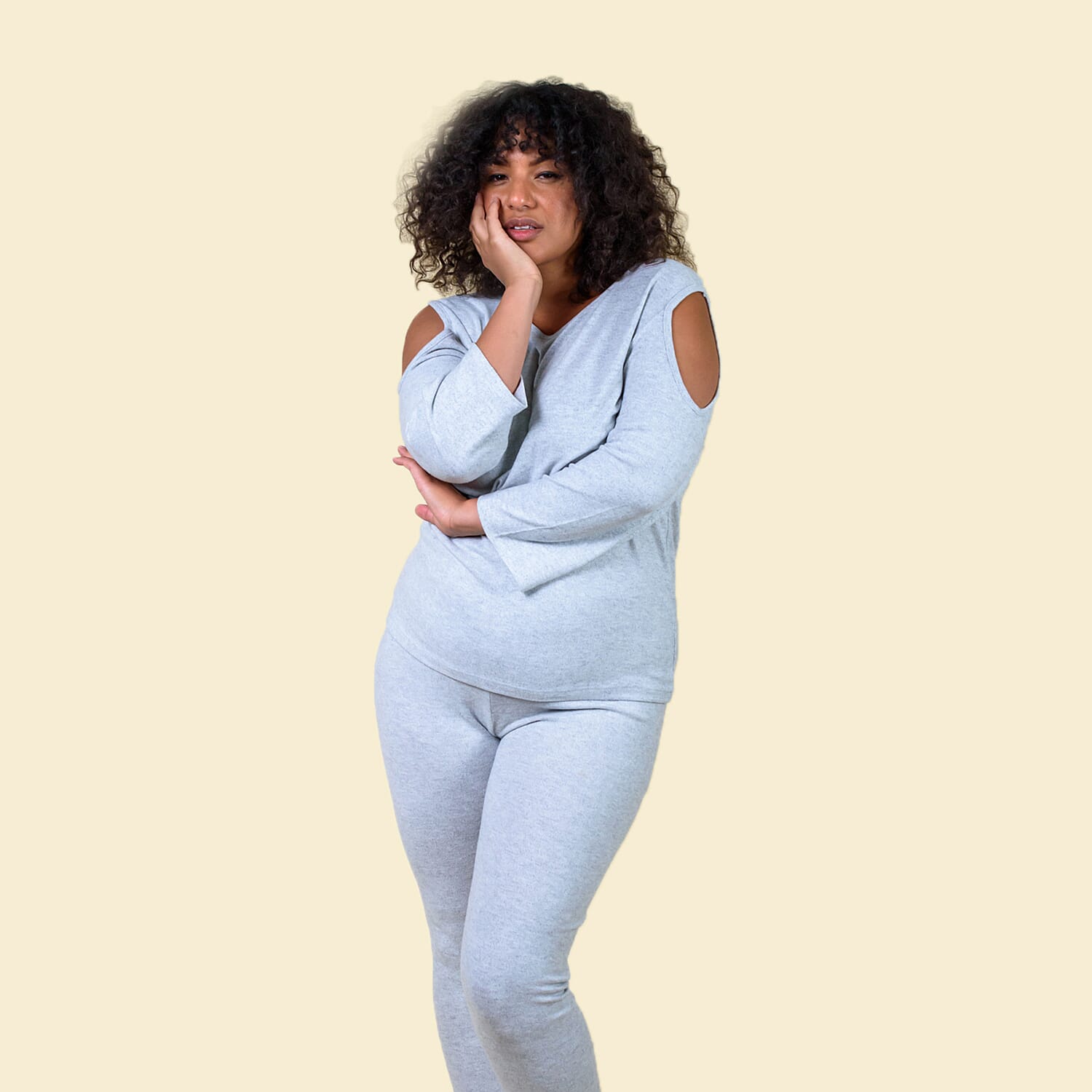 TAMSY Womens Marl Trouser (Size - 12) - Light Grey