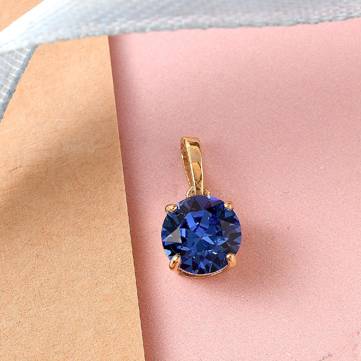 Lustro Stella - Sapphire Crystal Pendant in 14K Gold Overlay Sterling Silver