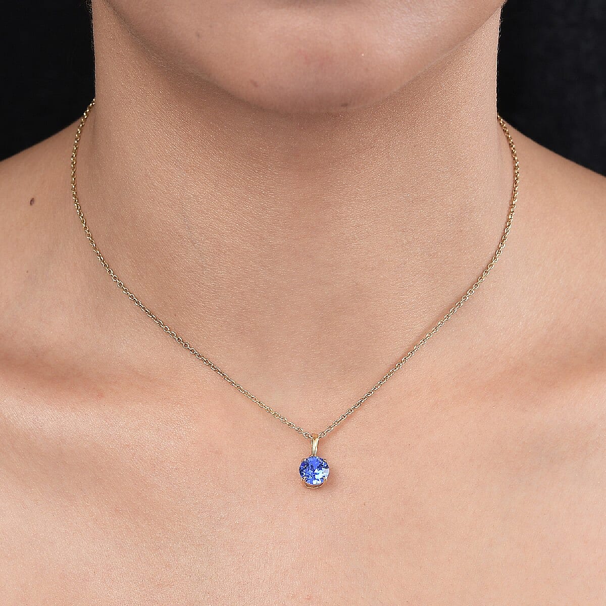 Lustro Stella - Sapphire Crystal Pendant in 14K Gold Overlay Sterling Silver