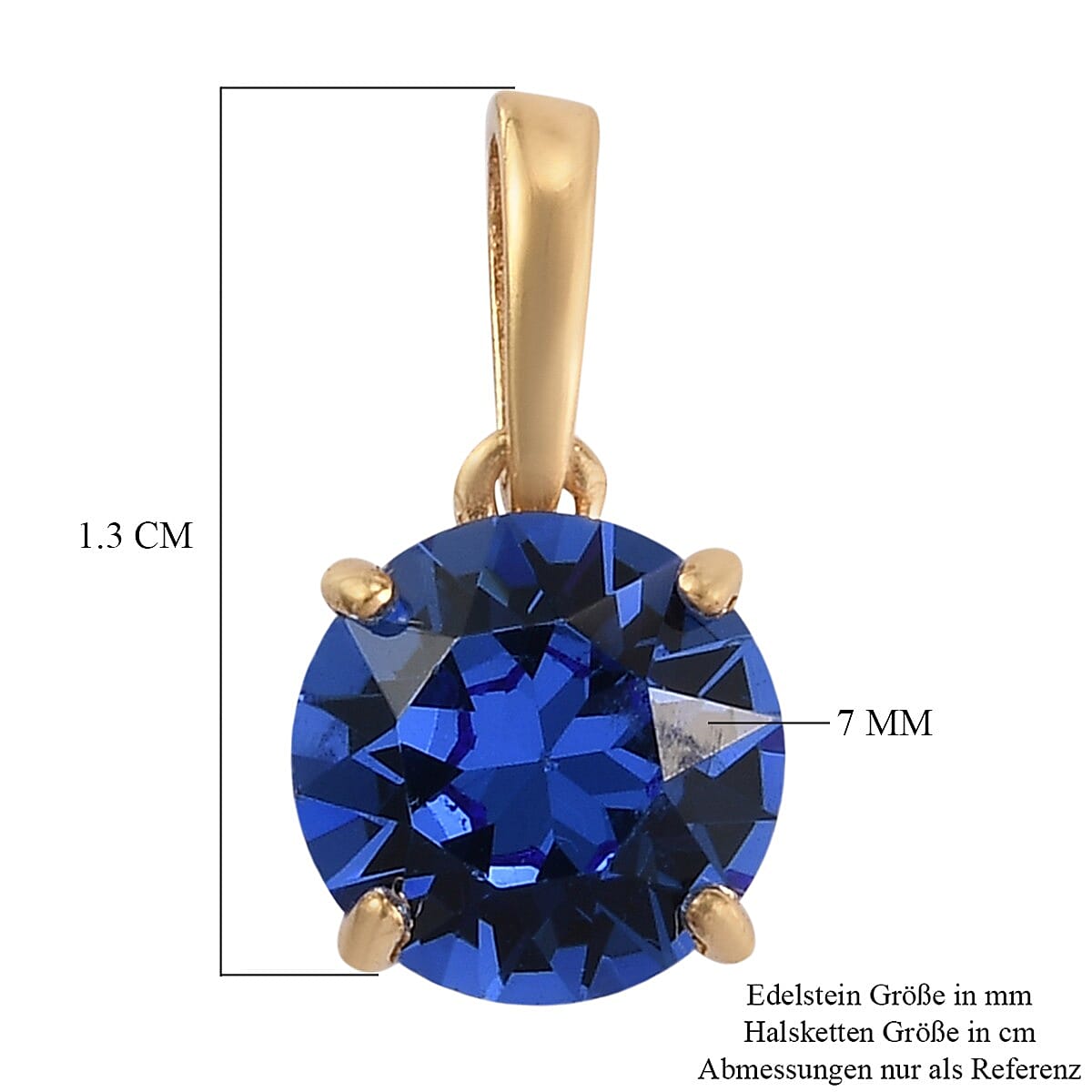 Lustro Stella - Sapphire Crystal Pendant in 14K Gold Overlay Sterling Silver