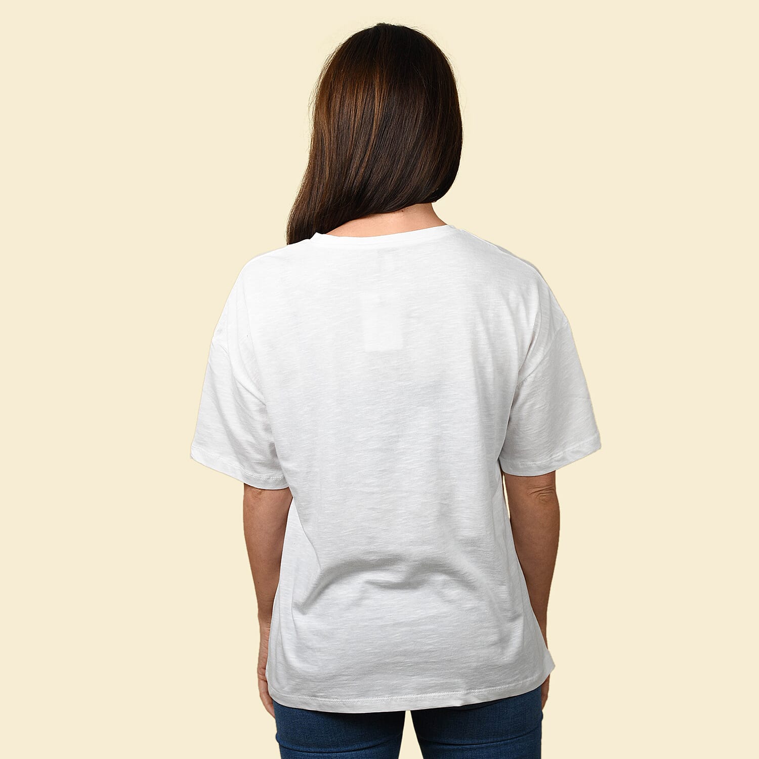 Cotton Womens V Neck Slub Tee Top - Black