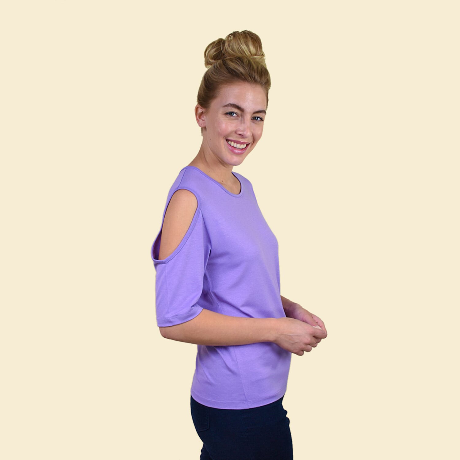 TAMSY Women Cold Shoulder Top - Black