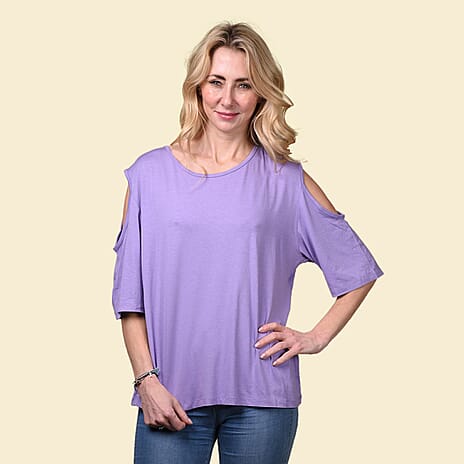 TAMSY Women Cold Shoulder Top (Size 14) - Lilac