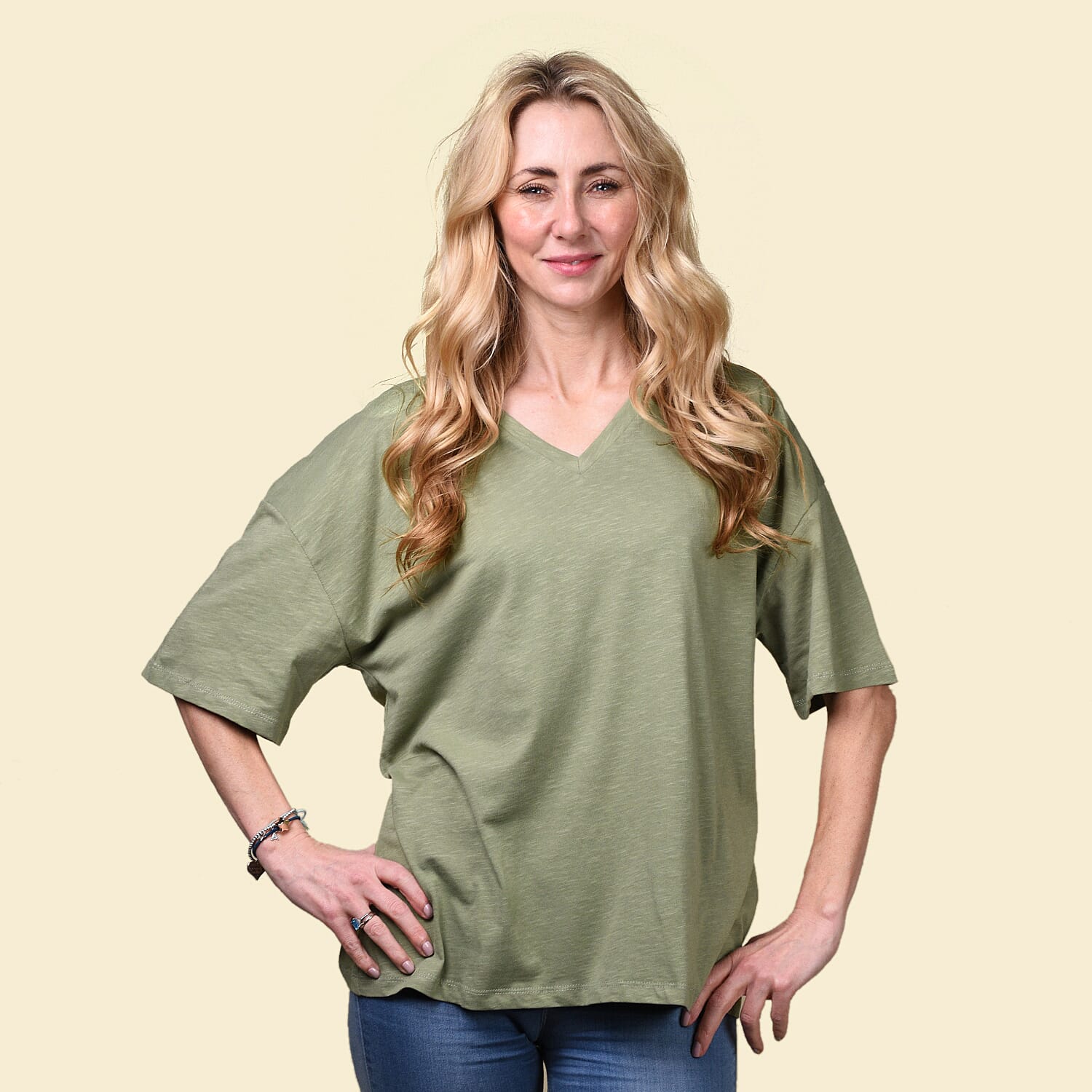 TAMSY Cotton Slub Tee - Oil Green