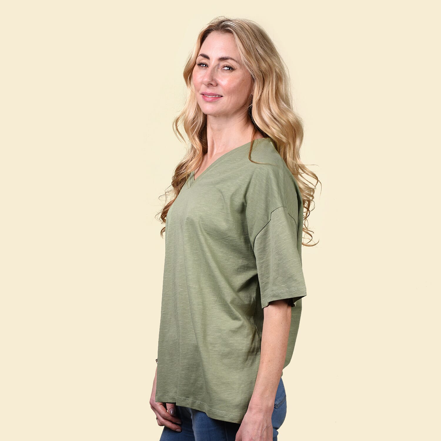 TAMSY Cotton Slub Tee - Oil Green