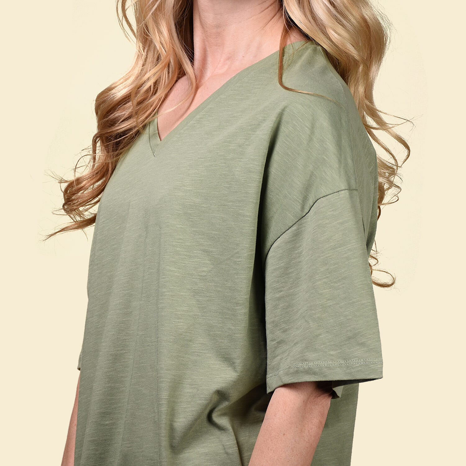 TAMSY Cotton Slub Tee - Oil Green