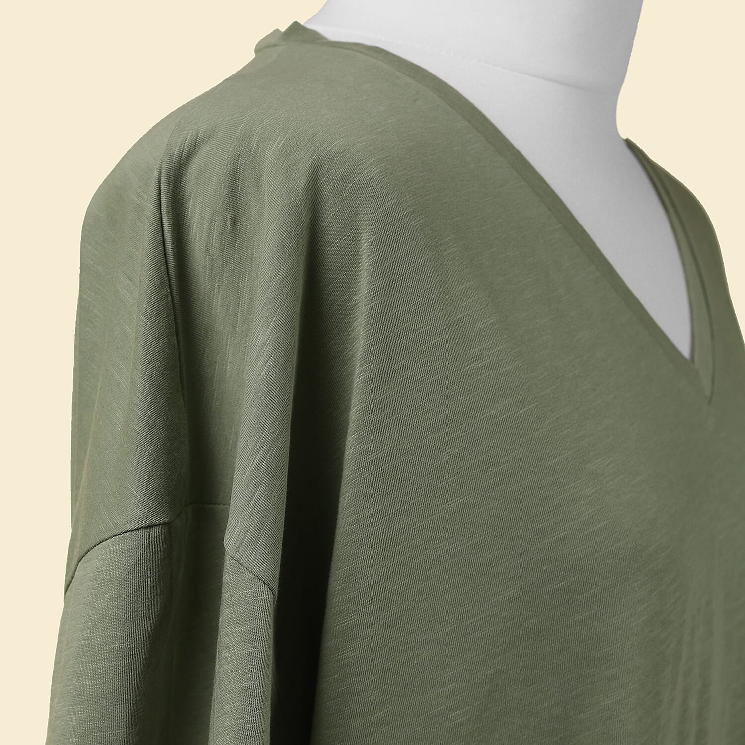 TAMSY Cotton Slub Tee - Oil Green