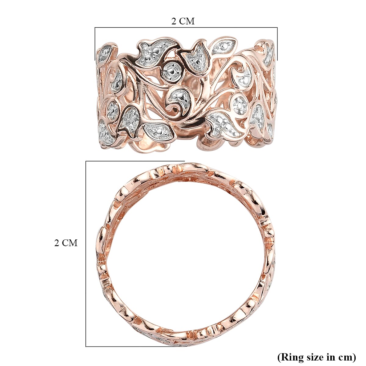 Diamond Leaf Ring in Sterling Silver 0.005 Ct Diamond Leaf Ring in Sterling Silver 0.005 Ct
