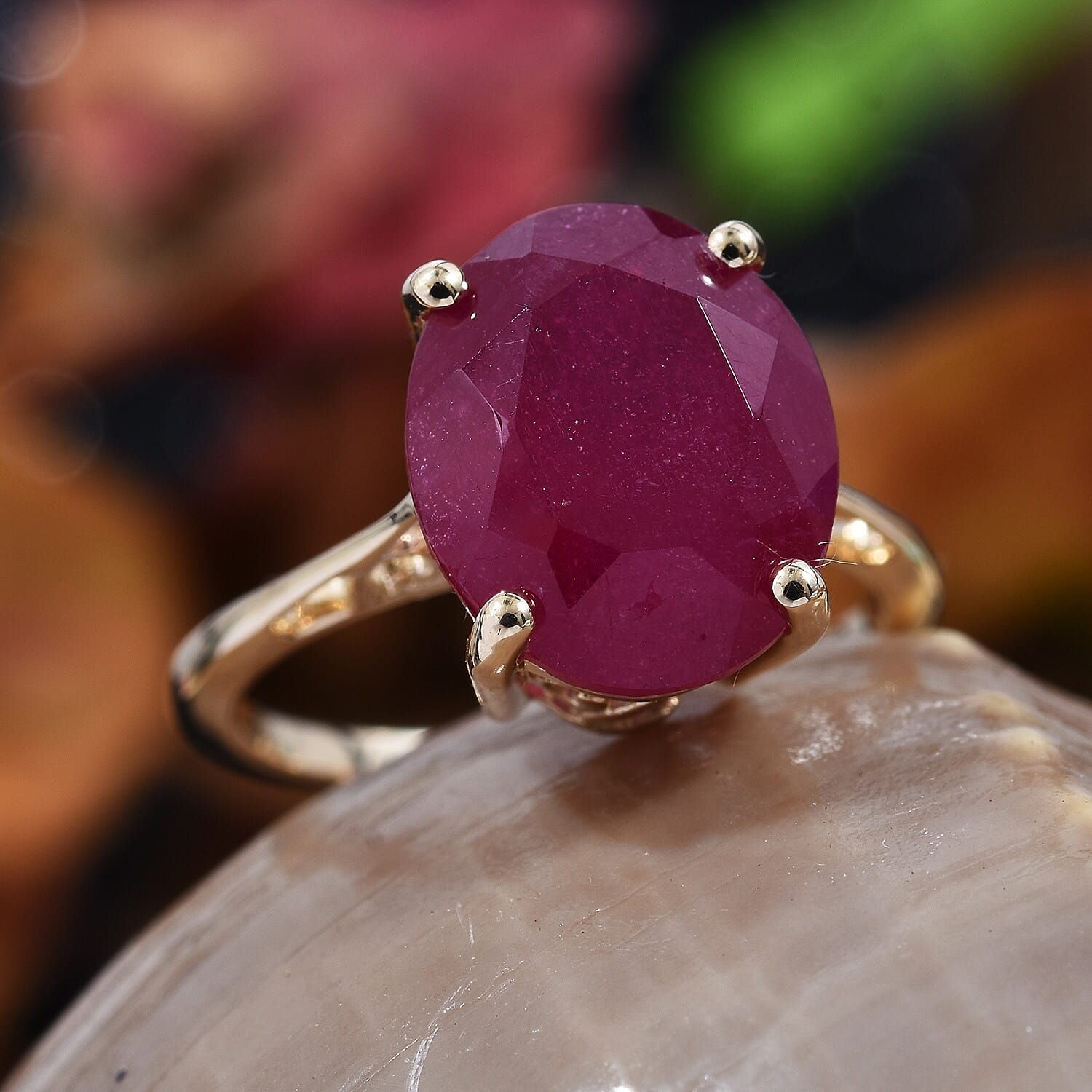 9K Yellow Gold AA African Ruby Ring  7.290 Ct,