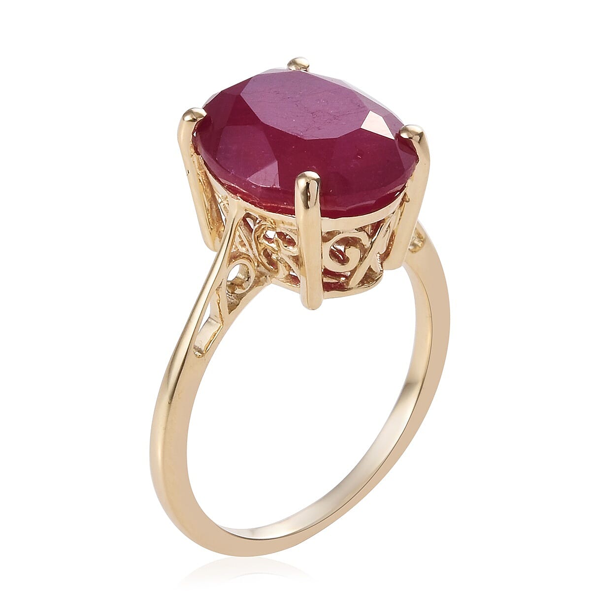 9K Yellow Gold AA African Ruby Ring  7.290 Ct,