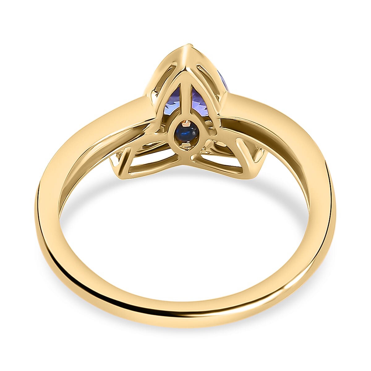 GP Lily Italian Garden Collection - 9K Yellow Gold AA Tanzanite and Diamond Ring 1.10 Ct.