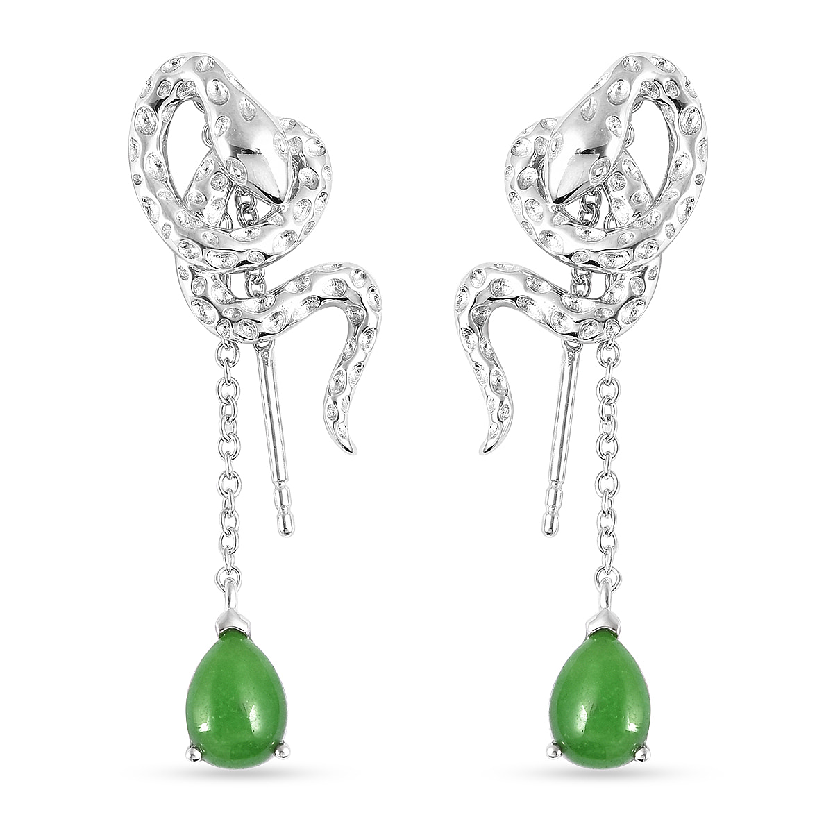 Rachel Galley Venom Collection 2.95 Ct. Green Jade Earrings in Rhodium  Plated Sterling Silver - 3847612 - TJC