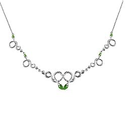 Rachel Galley Venom Collection 5.510 Ct. Green Jade Necklace Size 24 in Rhodium Plated Sterling Silver