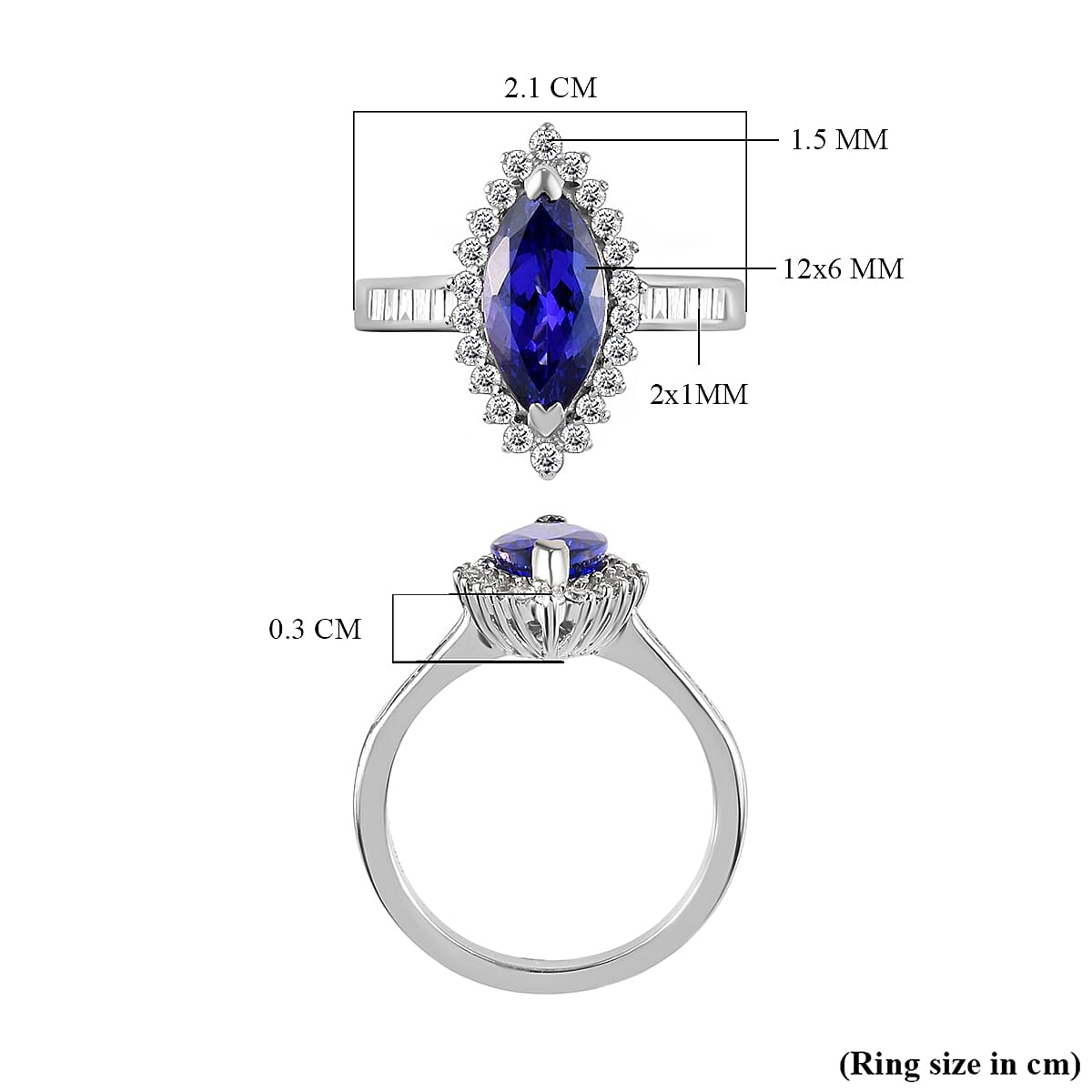RHAPSODY 950 Platinum AAAA Tanzanite and Diamond (VS-E-F) Ring 2.37 Ct, Platinum wt. 6.05 Gms