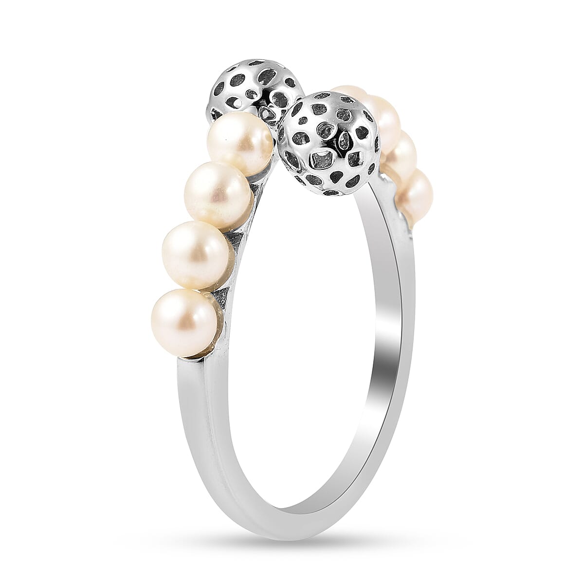 Rachel Galley Globe Pearl Collection - Freshwater Pearl Bypass Ring in Rhodium Overlay Sterling Silver