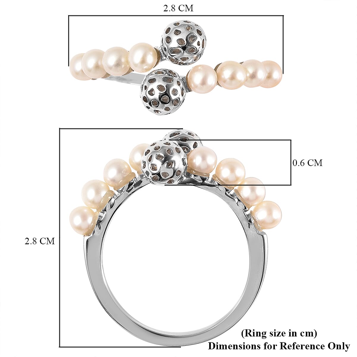 Rachel Galley Globe Pearl Collection - Freshwater Pearl Bypass Ring in Rhodium Overlay Sterling Silver