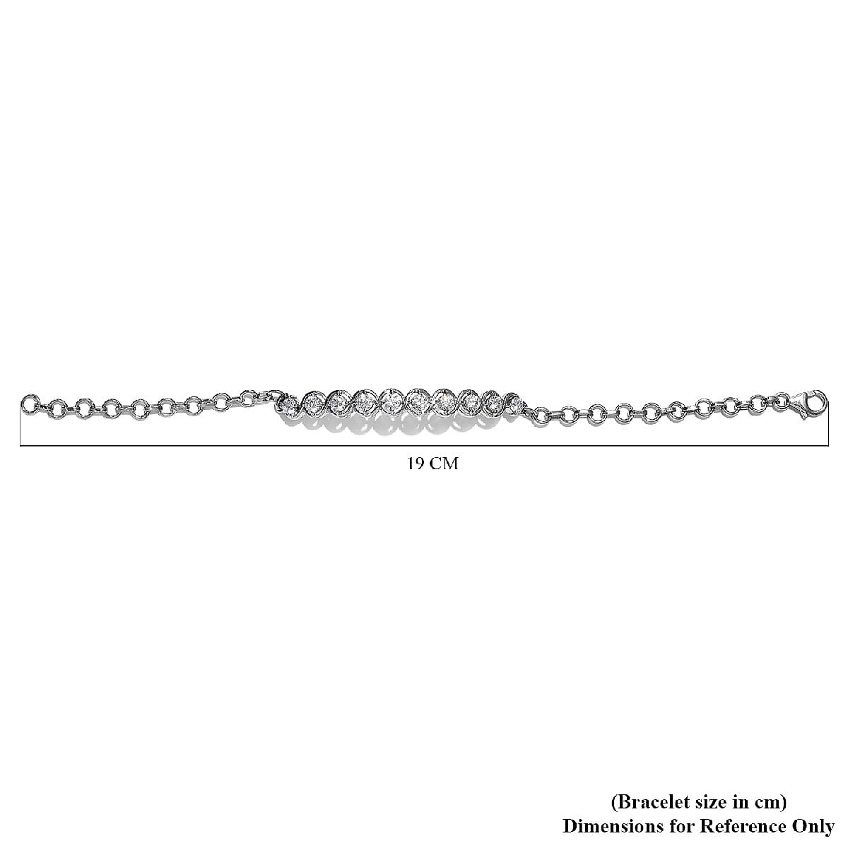 Lustro Stella - Platinum Overlay Sterling Silver Bracelet (Size 7.5) Made with Finest CZ 3.770 Ct.