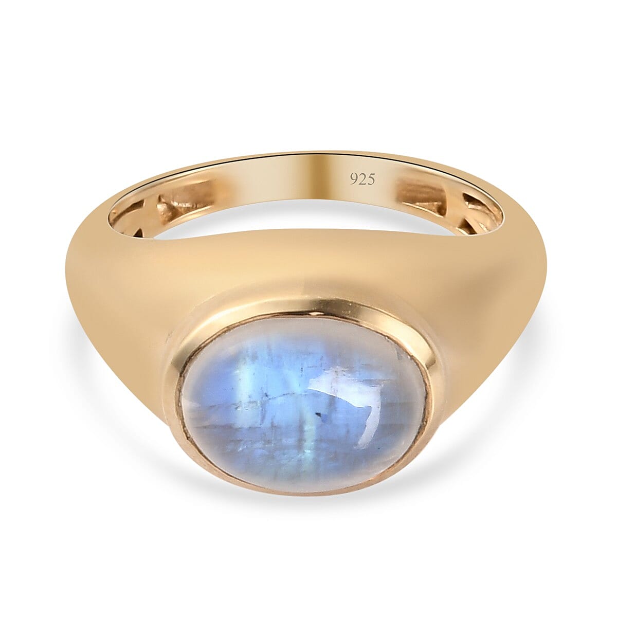 Rainbow Moonstone Ring in 14K Gold Overlay Sterling Silver 3.14 Ct