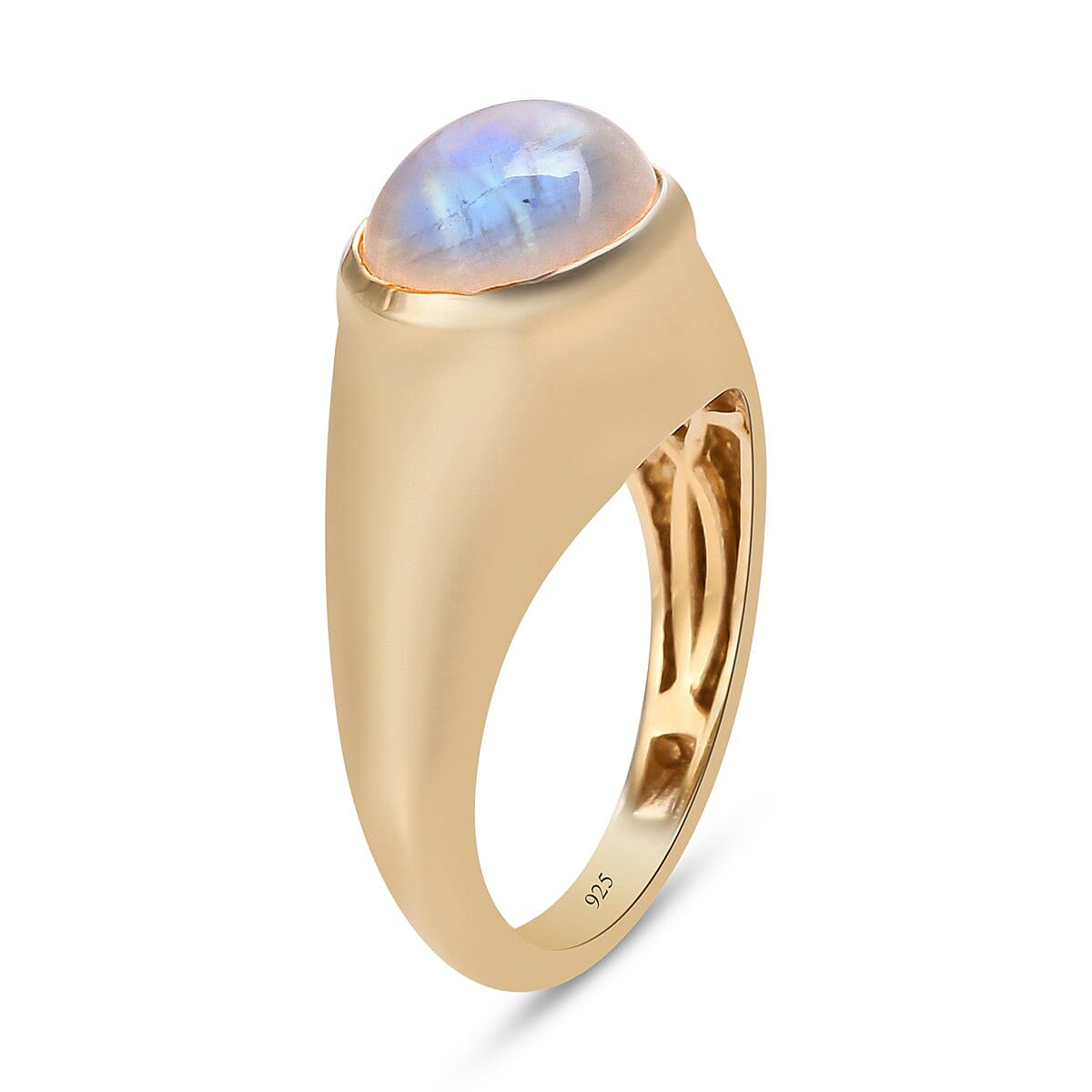 Rainbow Moonstone Ring in 14K Gold Overlay Sterling Silver 3.14 Ct