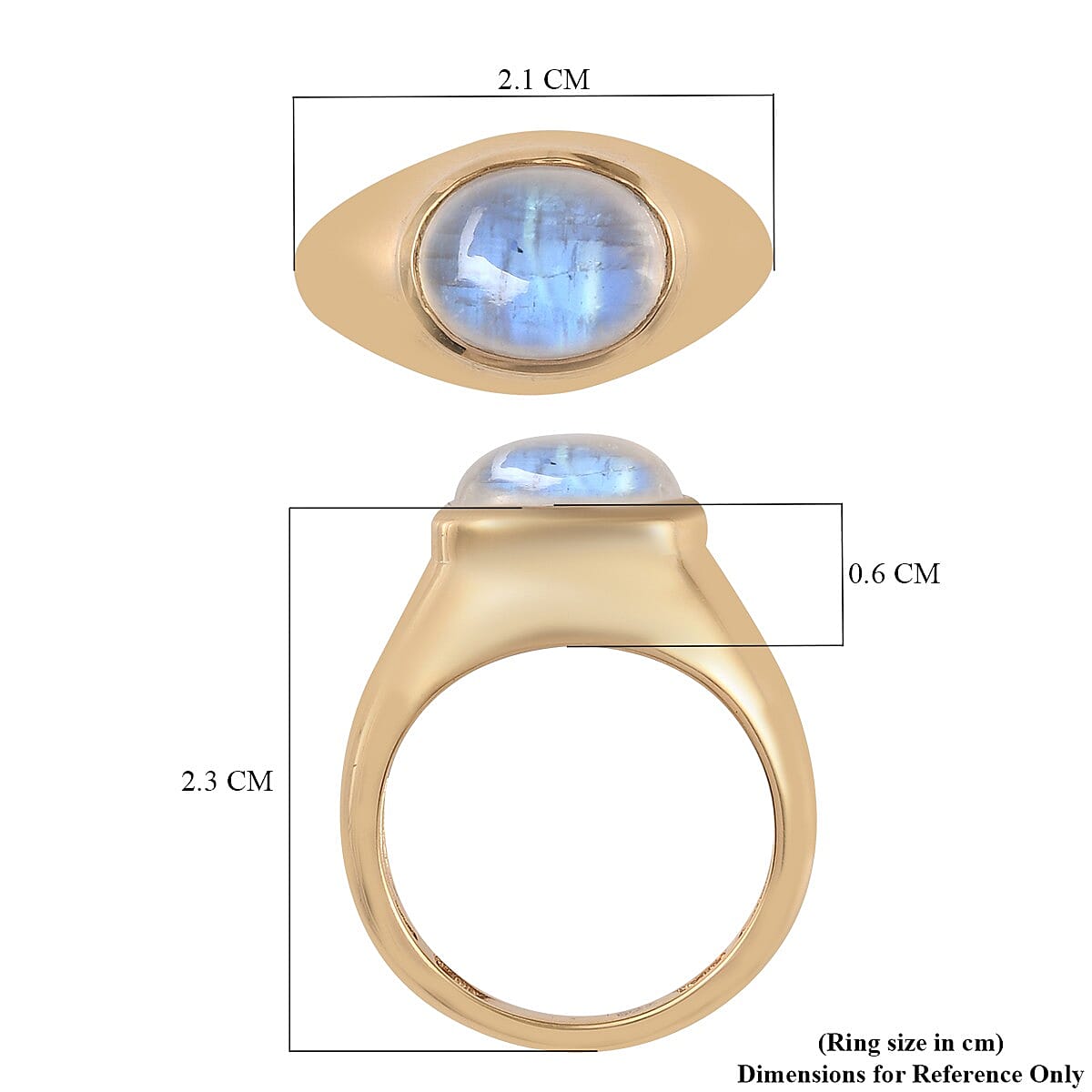 Rainbow Moonstone Ring in 14K Gold Overlay Sterling Silver 3.14 Ct