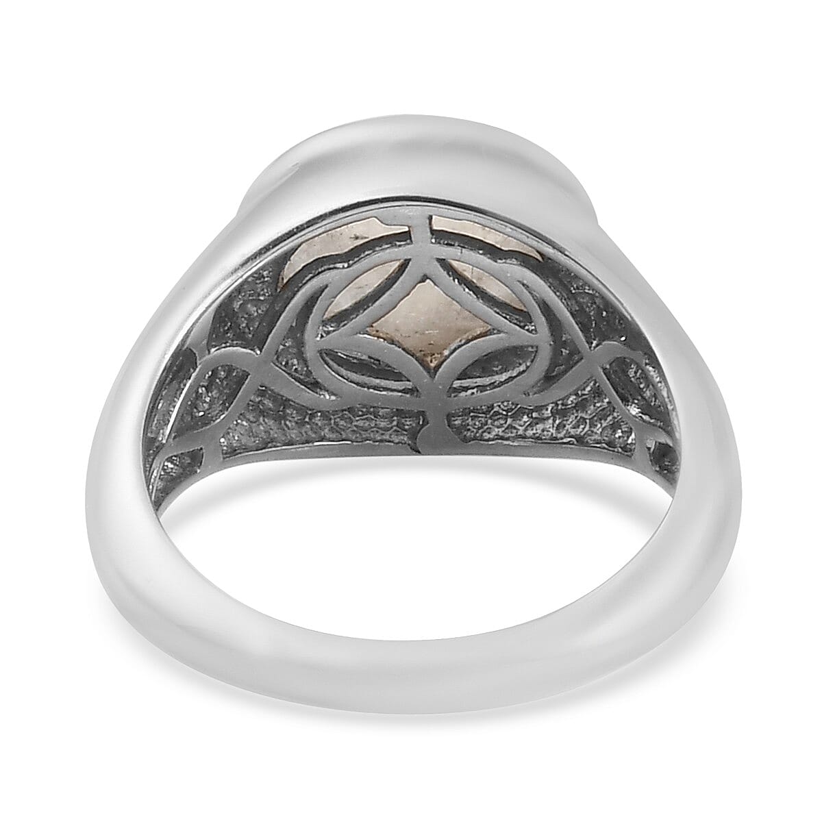 Rainbow Moonstone Mens Ring in Platinum Overlay Sterling Silver