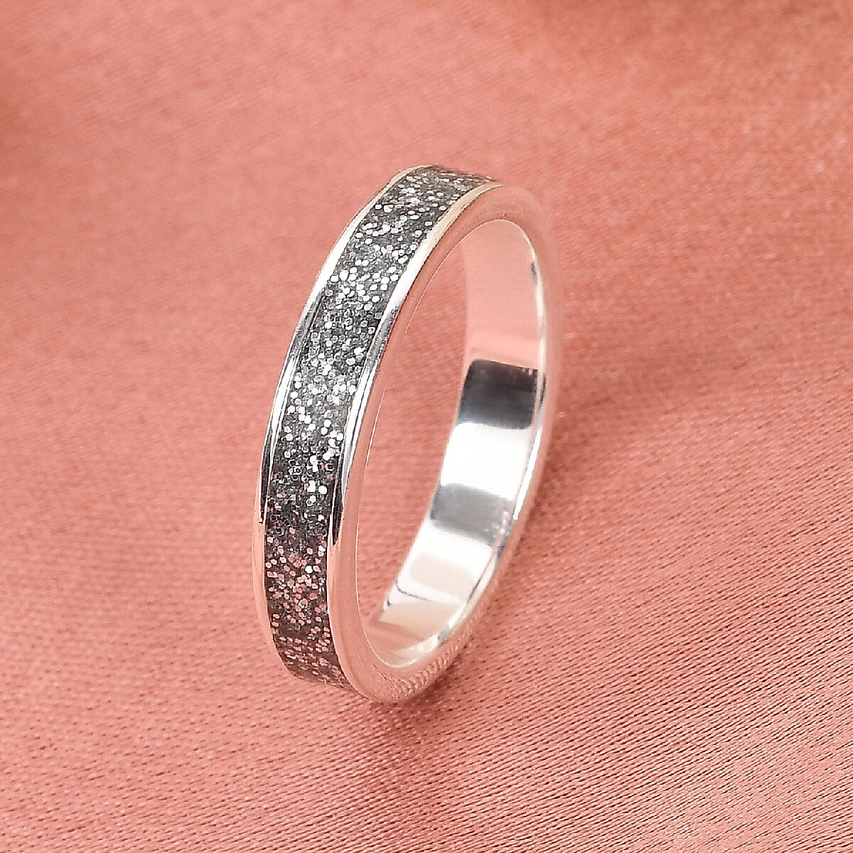 Sterling Silver Metallic Grey Smalto Band Ring