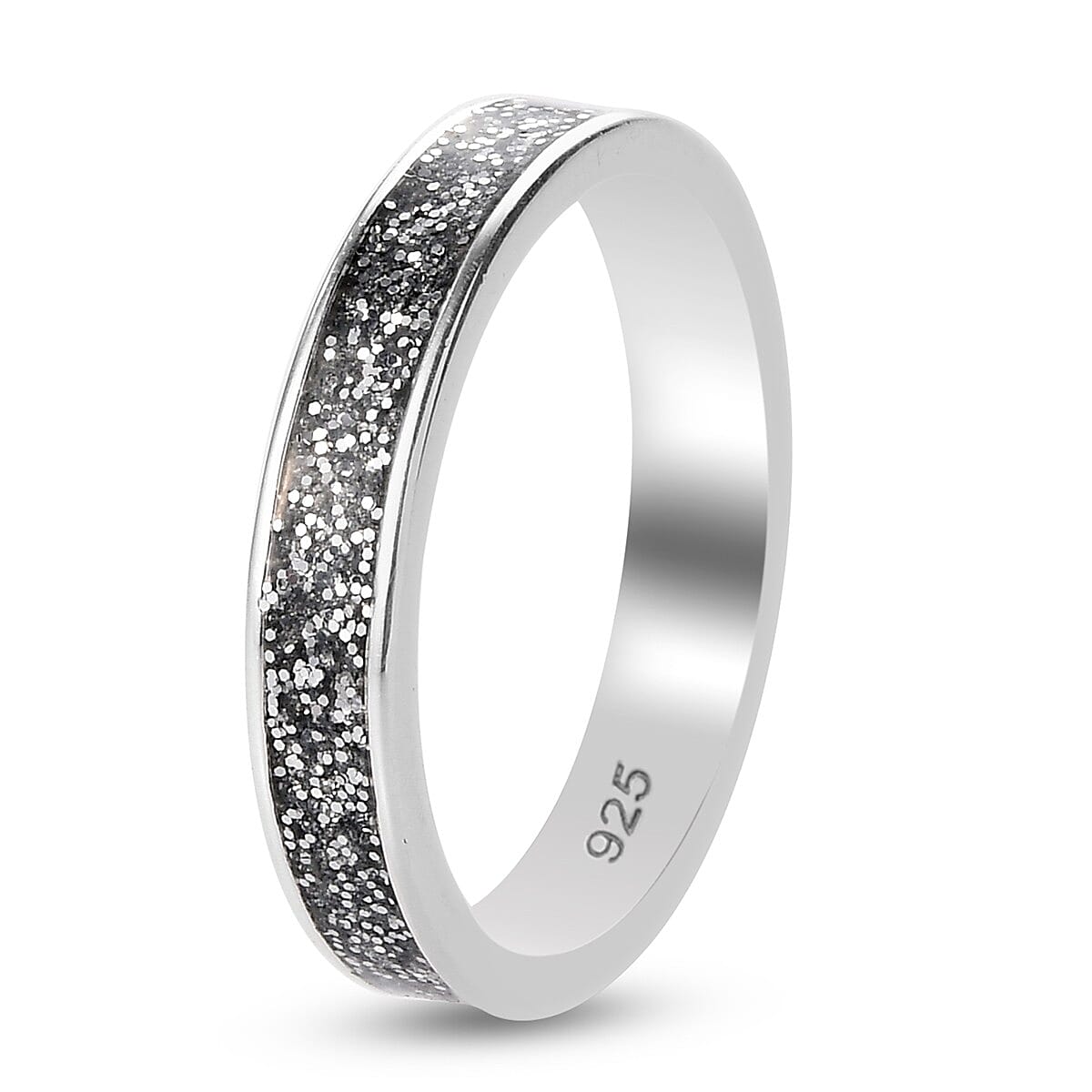 Sterling Silver Metallic Grey Smalto Band Ring