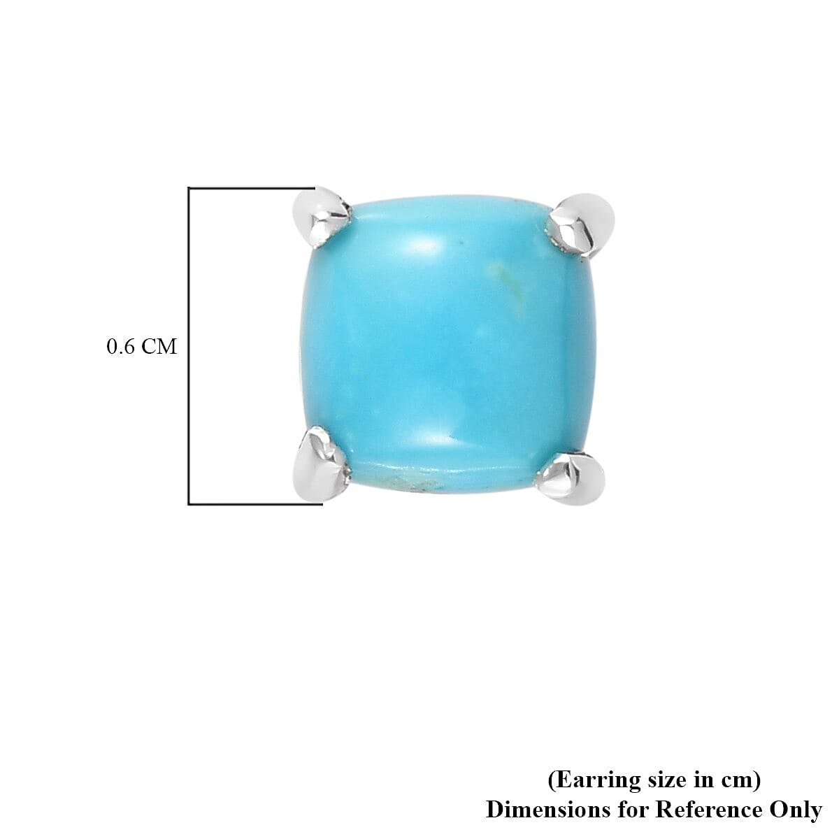 Arizona Sleeping Beauty Turquoise Stud Earrings (with Push Back) in Platinum Overlay Sterling Silver 1.130 Ct.