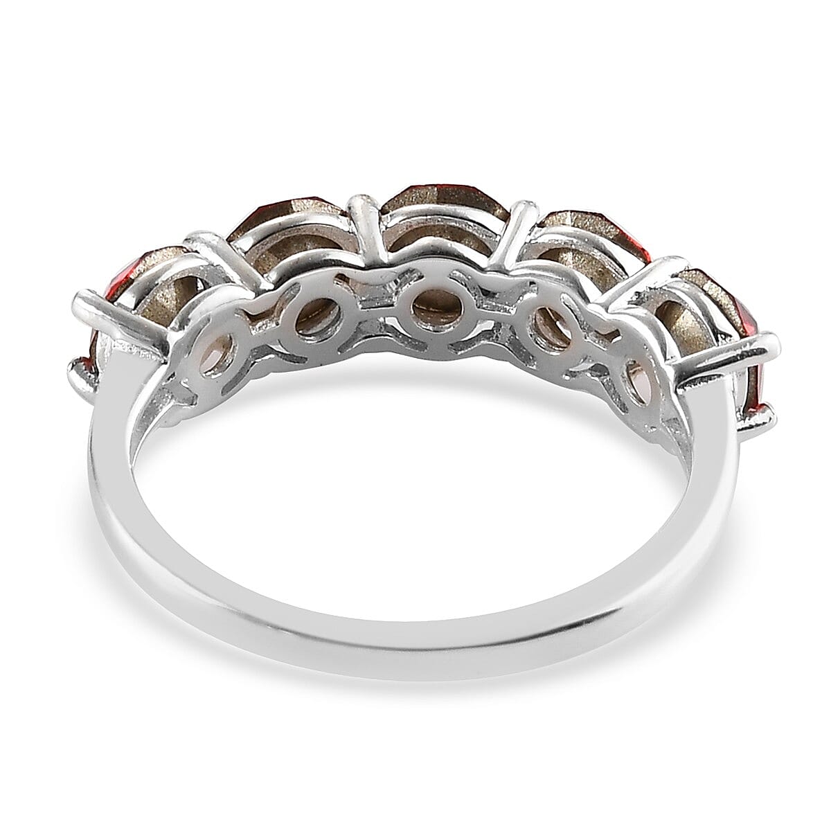 Lustro Stella  Scarlet Crystal 5 Stone Ring in Sterling Silver