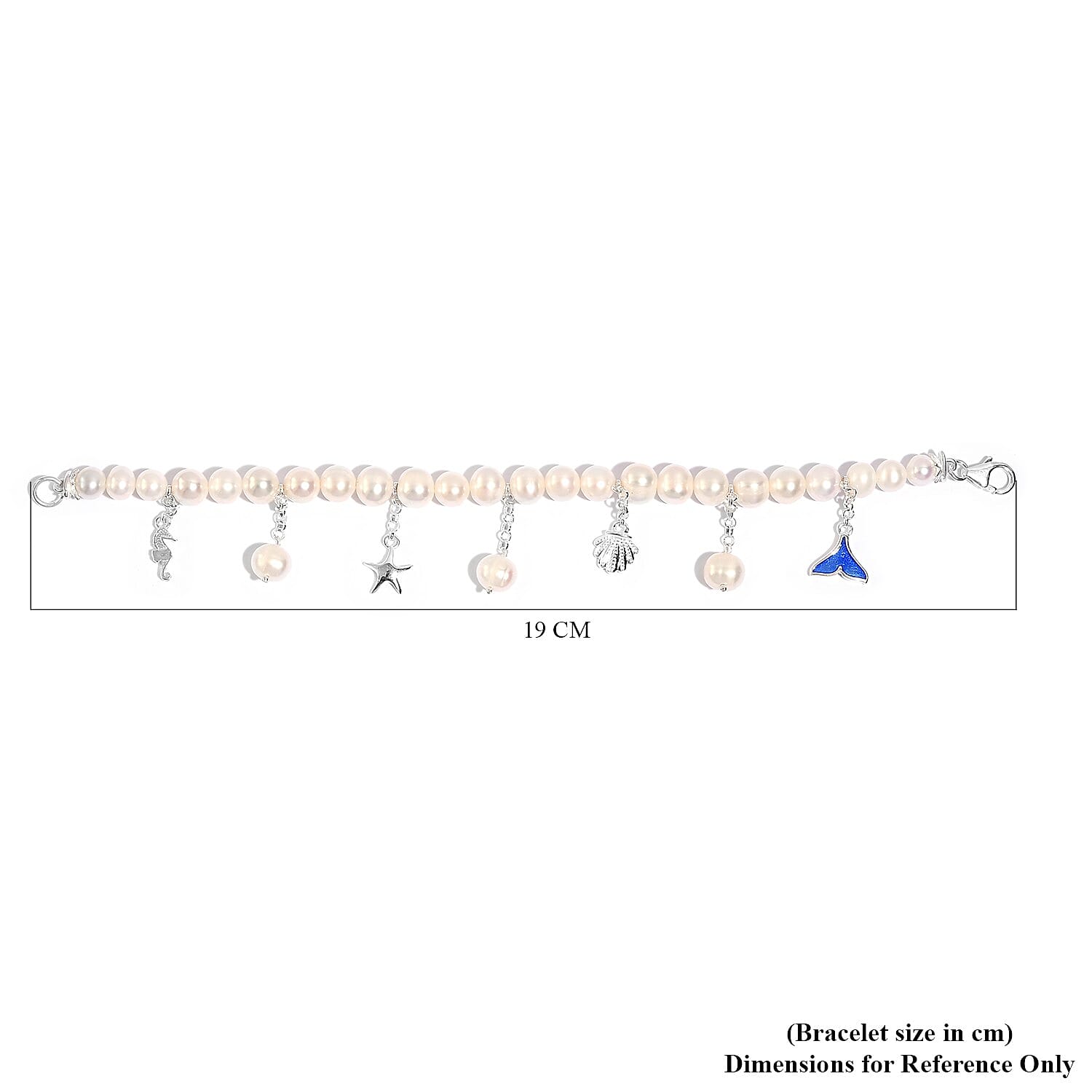 Fresh Water Pearl  Charm Bracelet (Size - 7)  Sterling Silver 10.00 ct,  Silver Wt. 5.41 Gms  10.000  Ct.