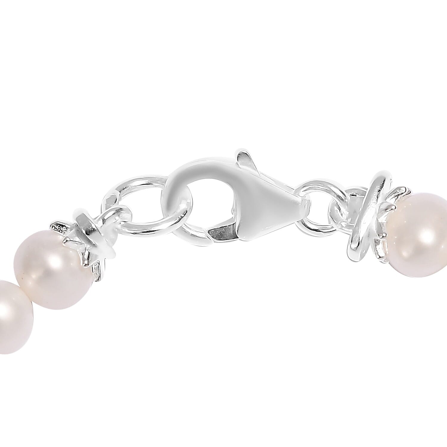 Freshwater Pearl Multi Charm Enamelled Bracelet (Size - 7) in Sterling Silver 54.00 Ct, Silver wt 4.34 Gms