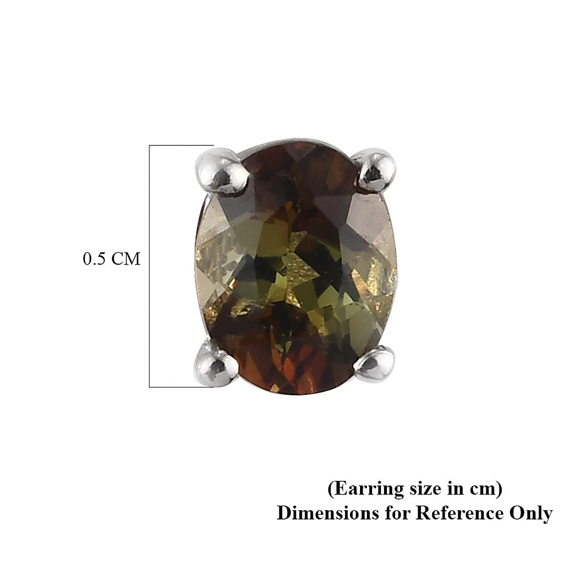 Andalusite Stud Earrings (with Push Back) in Platinum Overlay Sterling Silver