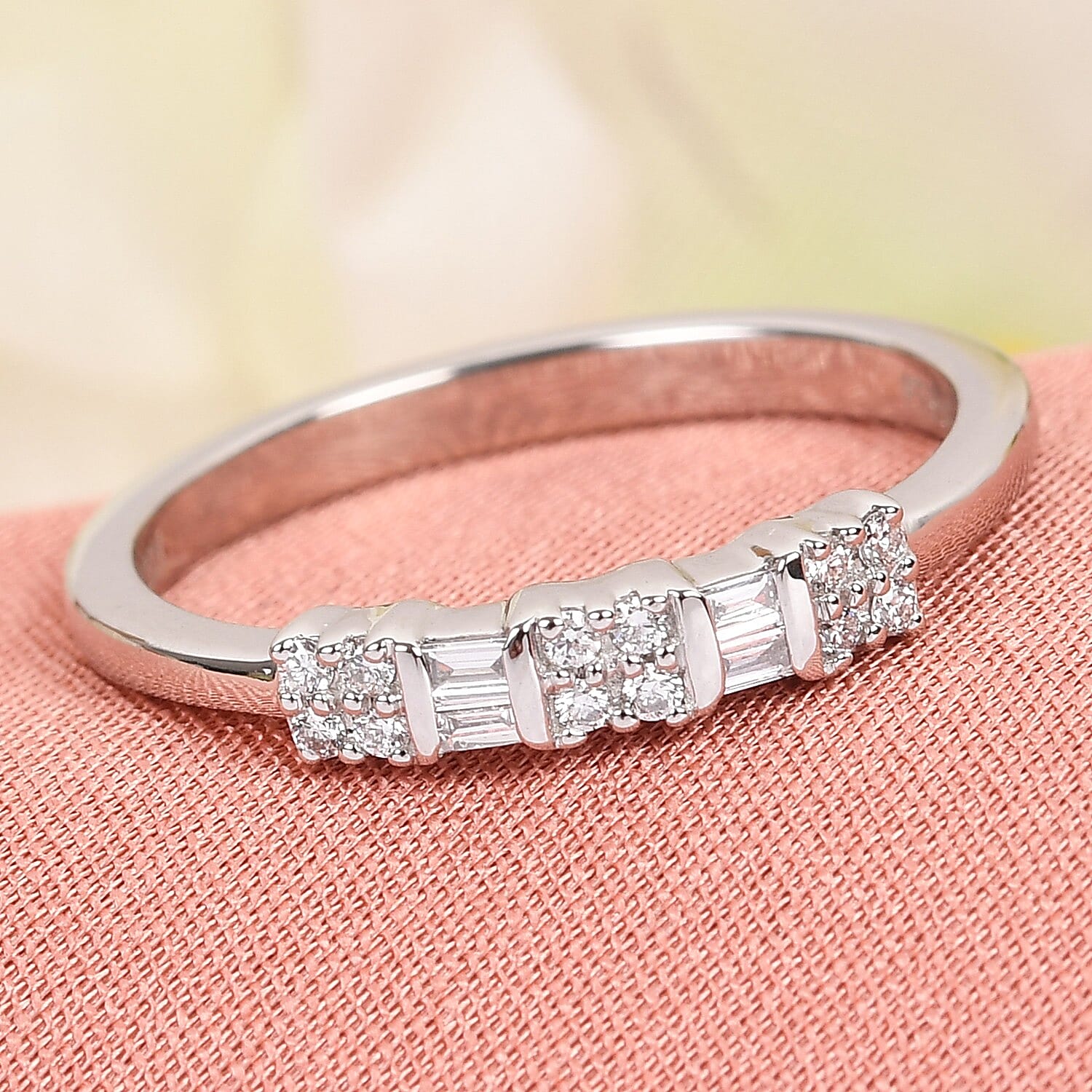 RHAPSODY 950 Platinum IGI Certified Natural Diamond (VS-E-F) Band Ring 0.15 Ct.