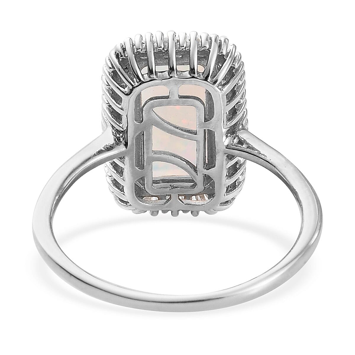 AAA Ethiopian Welo Opal and Diamond Ring in Platinum Overlay Sterling Silver 2.22 Ct.