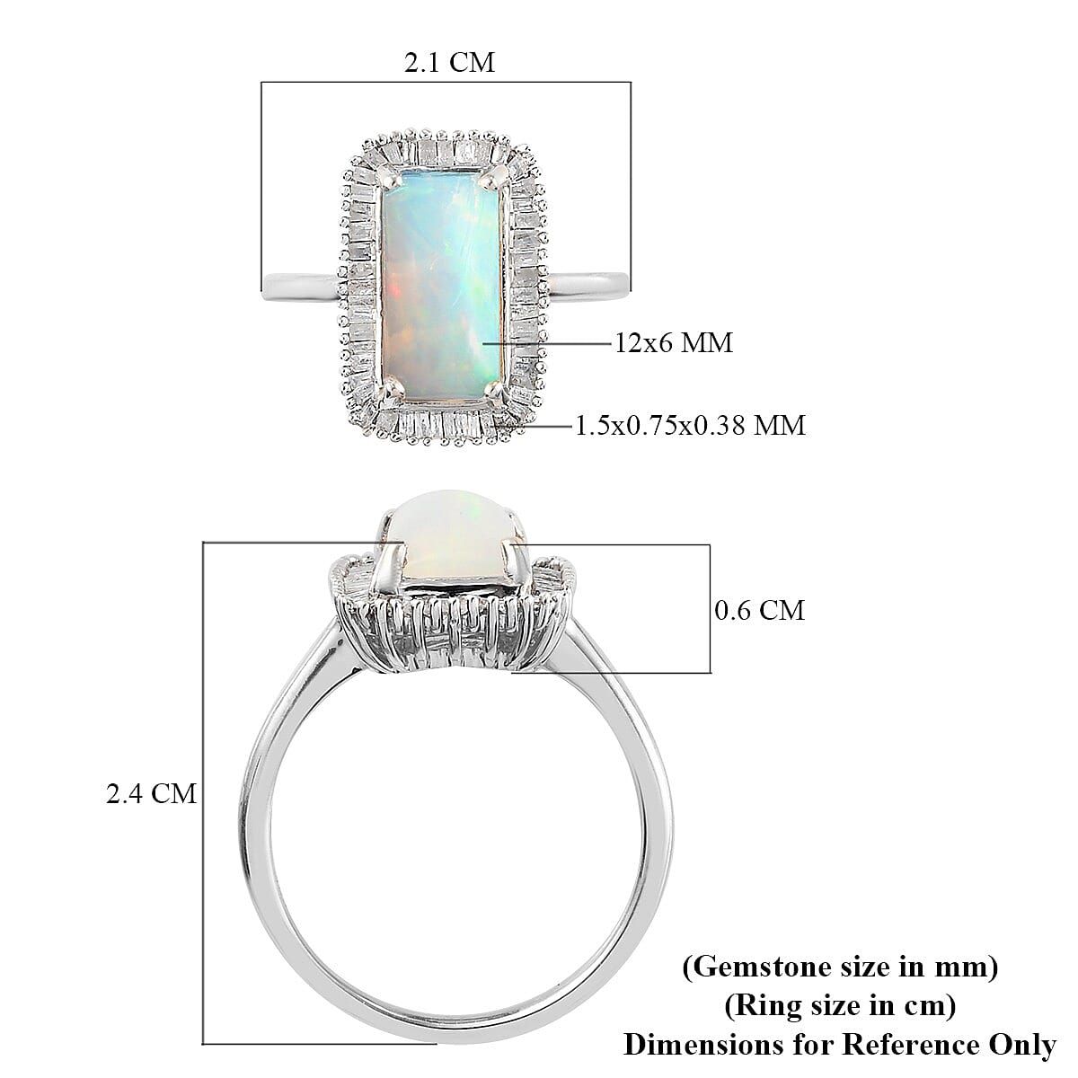 AAA Ethiopian Welo Opal and Diamond Ring in Platinum Overlay Sterling Silver 2.22 Ct.