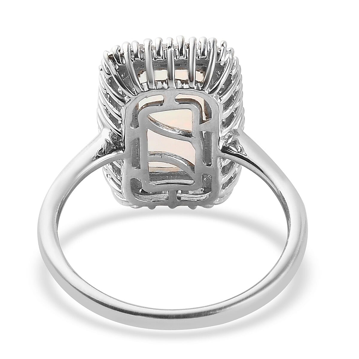 Ethiopian Welo Opal and Diamond Ring in Platinum Overlay Sterling Silver 2.16 Ct.