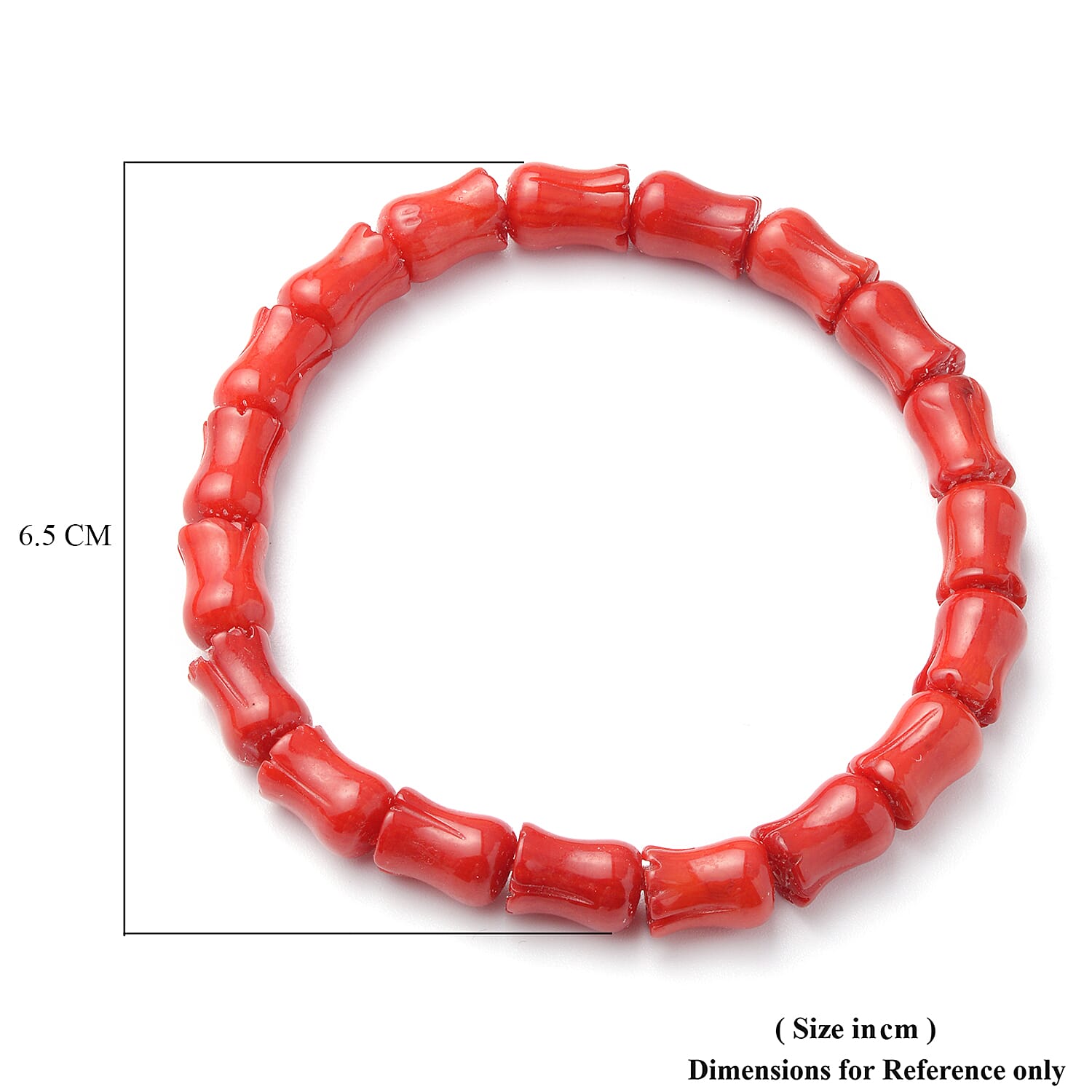 Red Bamboo Coral Stretchable Bracelet (Size - 6.5)