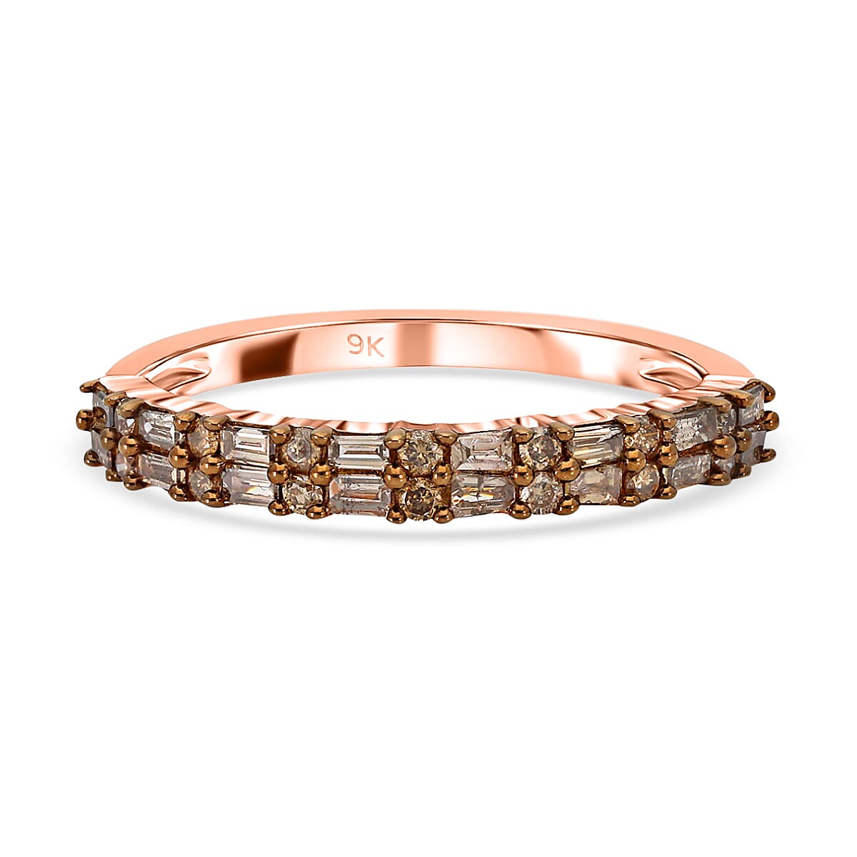 9K Rose Gold SGL Certified Natural Champagne Diamond Ring 0.50 Ct.