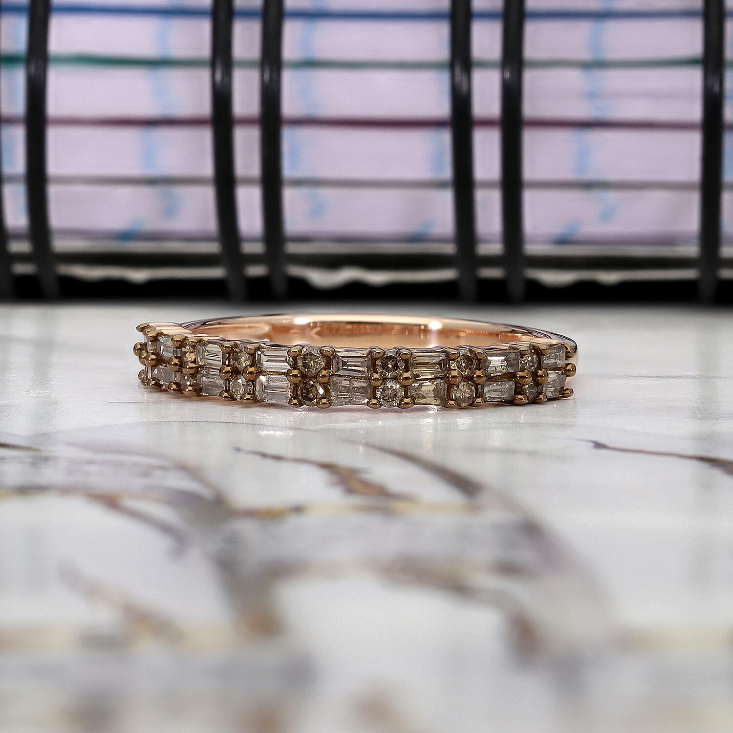 9K Rose Gold SGL Certified Natural Champagne Diamond Ring 0.50 Ct.