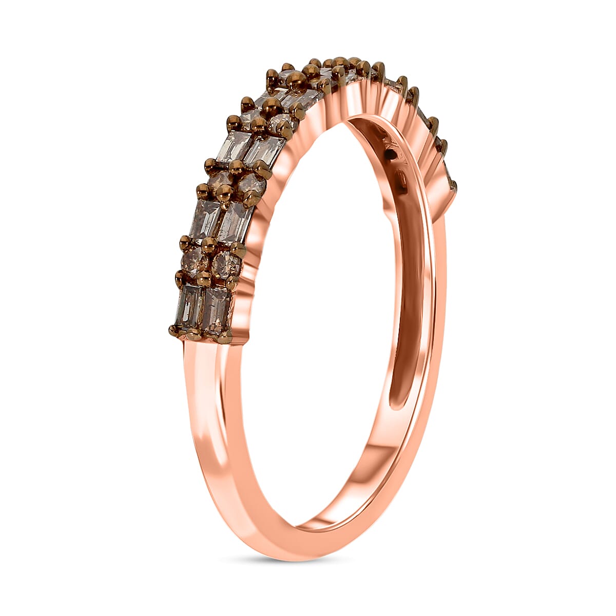 9K Rose Gold SGL Certified Natural Champagne Diamond Ring 0.50 Ct.