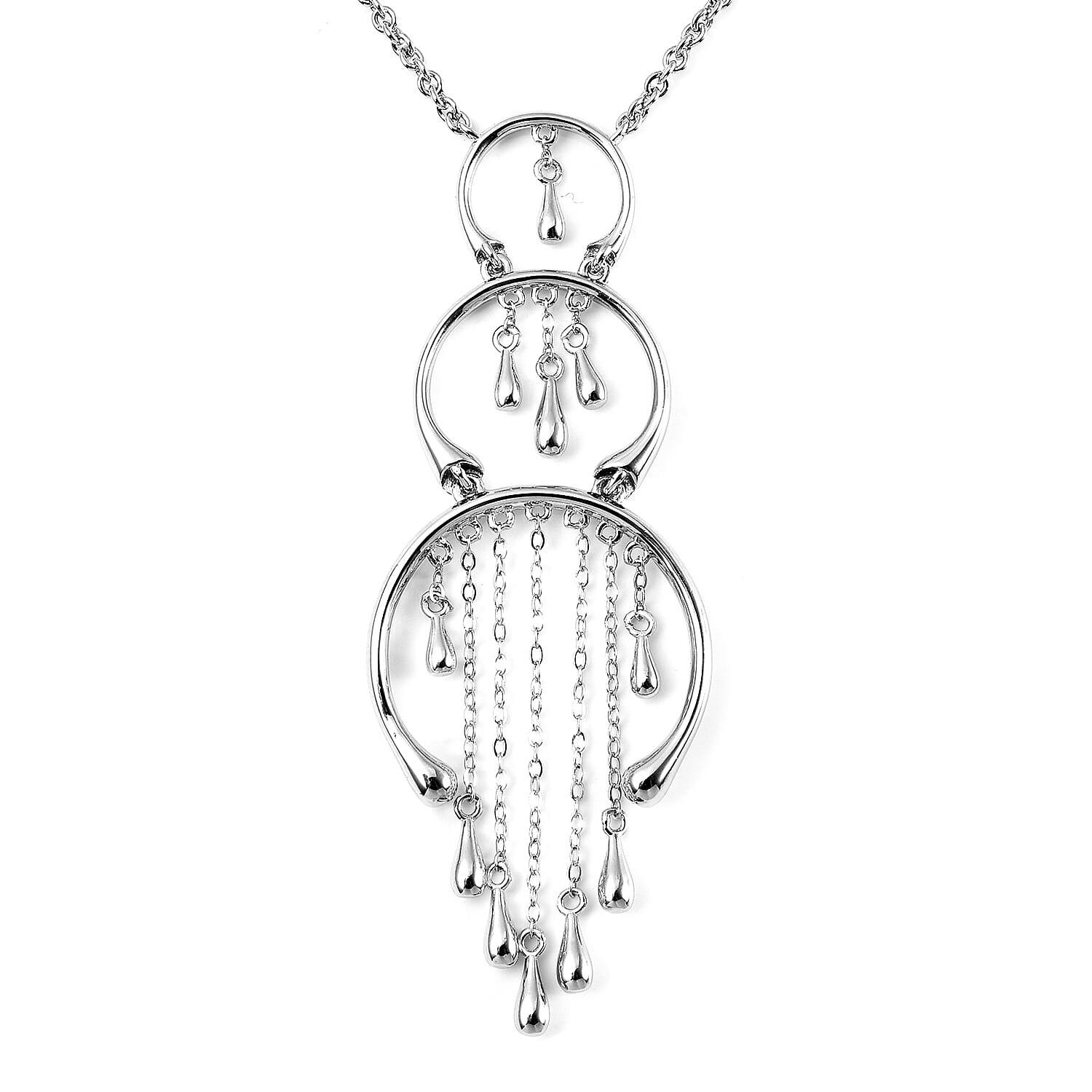 LucyQ Drip Collection - Rhodium Overlay Sterling Silver Necklace (Size 16 with 4 inch Extender) in Rhodium Overlay Sterling Silver, Silver wt 12.50 Gms