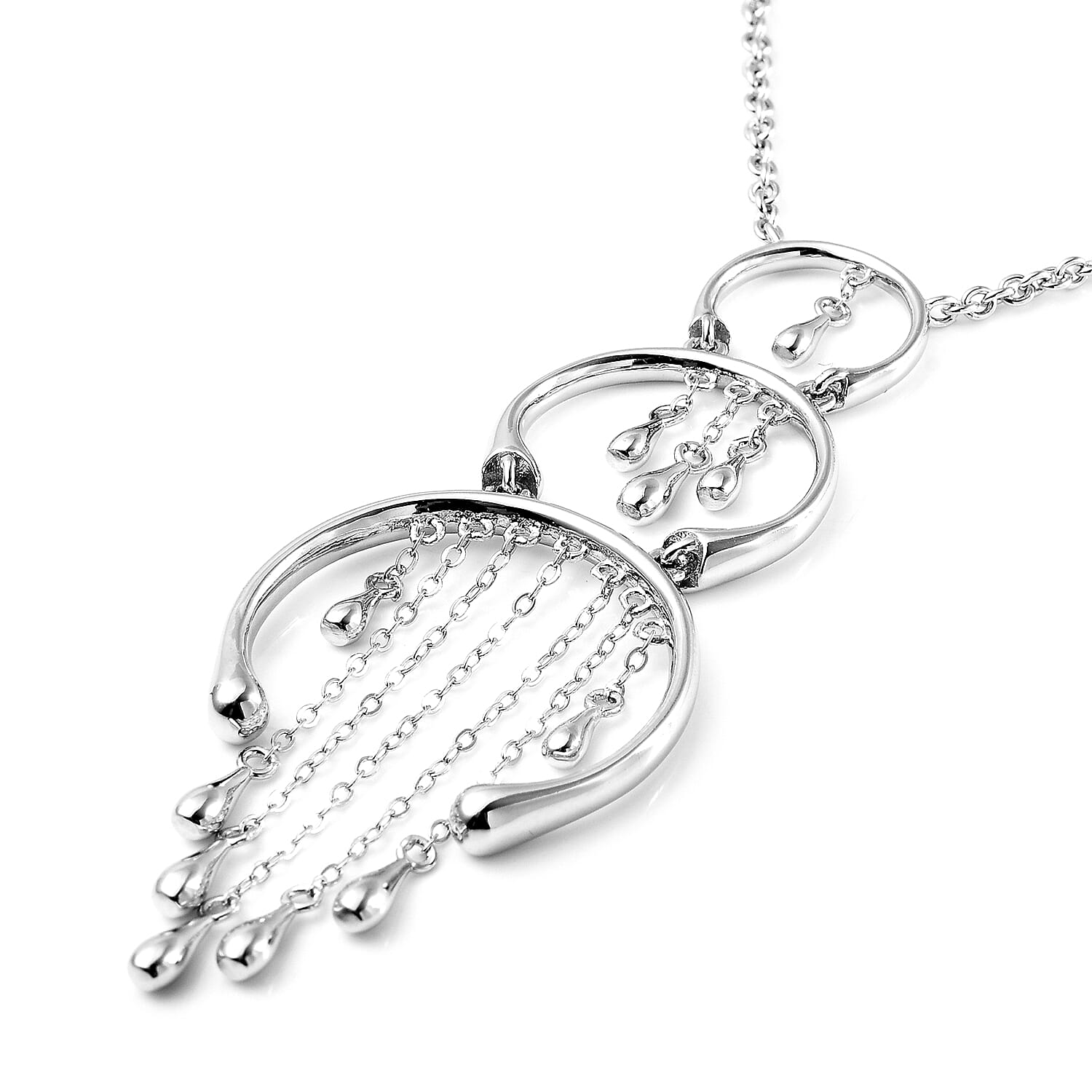 LucyQ Drip Collection - Rhodium Overlay Sterling Silver Necklace (Size 16 with 4 inch Extender) in Rhodium Overlay Sterling Silver, Silver wt 12.50 Gms