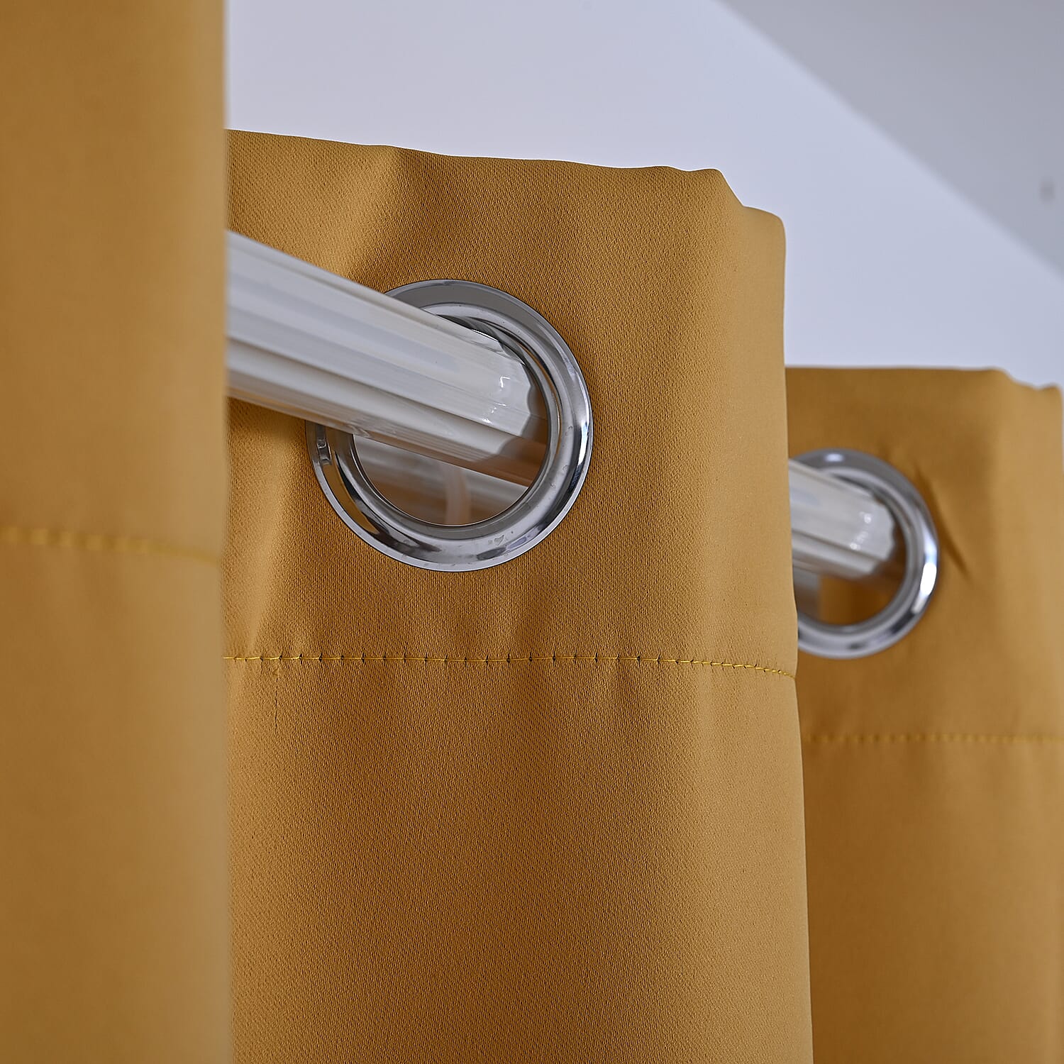 Pair of Thermal  Blackout Curtains with 8 Eyelets (Size 140x240Cm or 55x94in ) - Mustard