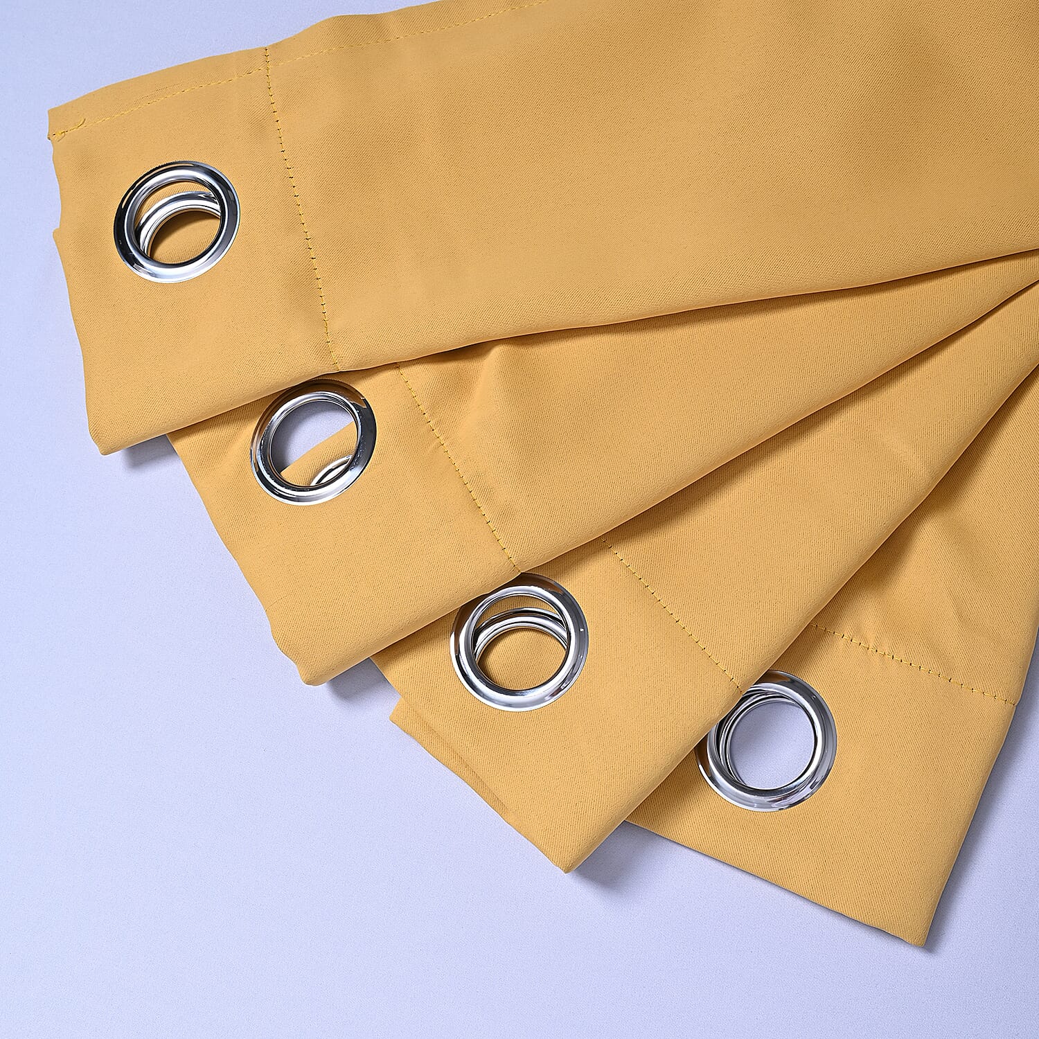 Pair of Thermal  Blackout Curtains with 8 Eyelets (Size 140x240Cm or 55x94in ) - Mustard