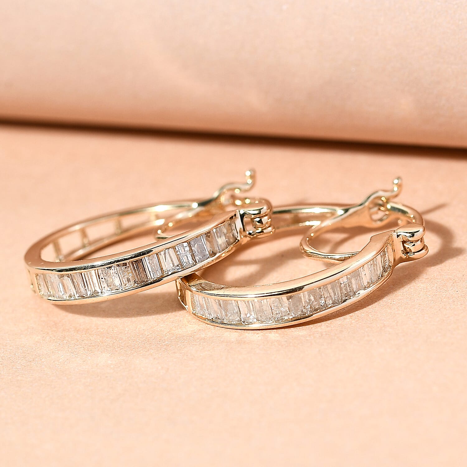 9K Yellow Gold SGL Certified Diamond Earrings (With Post Clasp Lock) 0.50 Ct.